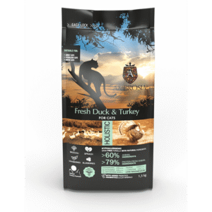 ambrosia teraviljavaba täissööt steriliseeritud/kastreeritud täiskasvanud kassidele värske pardi ja kalkunilihaga 1,5 kg.