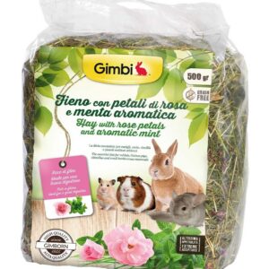 hein roosiõite ja piparmündiga küülikule, meriseale, tšintšiljale, närilistele, taimtoidulistele imetajatele, 500 g (gimbi)