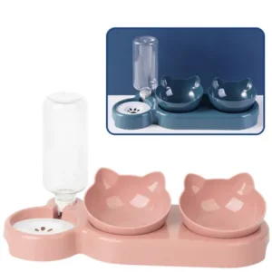 kolmeosaline kauss koos automaatselt vett doseeriva joogipudeliga, 3 in 1 pet bowl (pawise)
