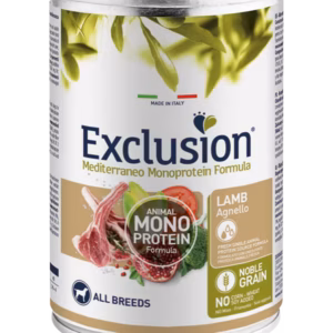 exclusion mediterraneo lamb konservsööt lambaliha ja riisiga täiskasvanud koertele 12 x 400 gr.