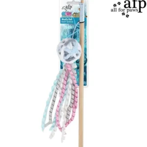 mänguasi kassile ridvaga, lõngast sinine woolly ball (afp knotty habit)