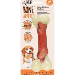 mänguasi närimiskont koerale, peekonimaitseline, nylon & rubber mix bone bacon flavor infused (afp bone appetit)