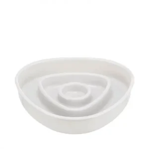 aeglaseks söömiseks valget värvi plastikust kauss kassidele, maht 350 gr.