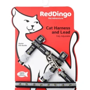 traksid ja jalutusrihm kassile, disainmustriga bumble bee black (red dingo)